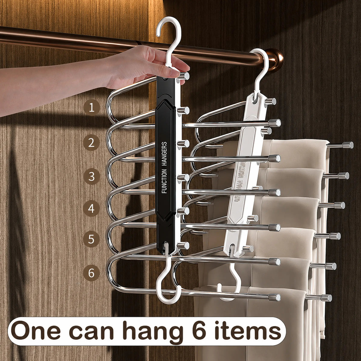 6-Layer Pants Hanger Space Saving Organizer